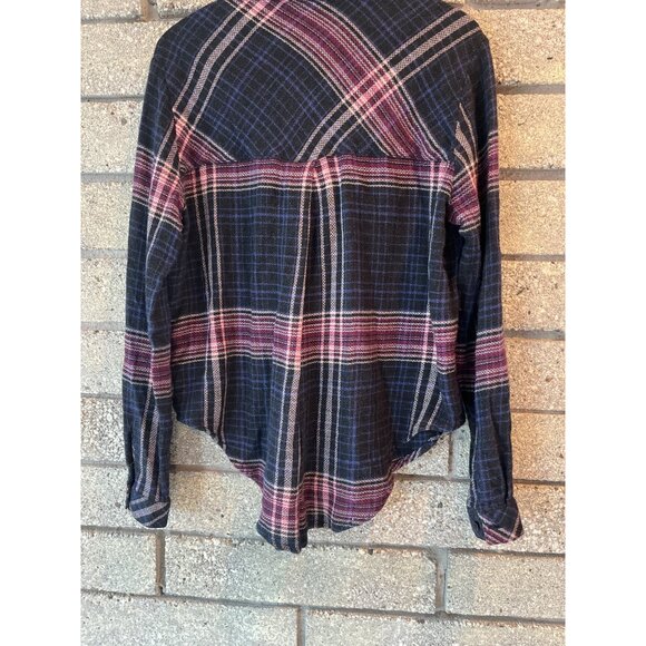 Cloth & Stone Plaid Button-Up Long Sleeve Shirt Black/Pink - Picture 8 of 9